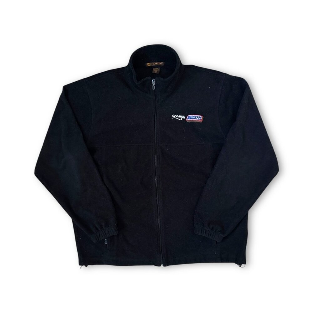 Snickers Creamy Black Full Zip Fleece Jacket Harriton Men’s Large Logo